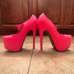 AmiClubwear Neon Pink High Heels w/ Straps Size 6.5